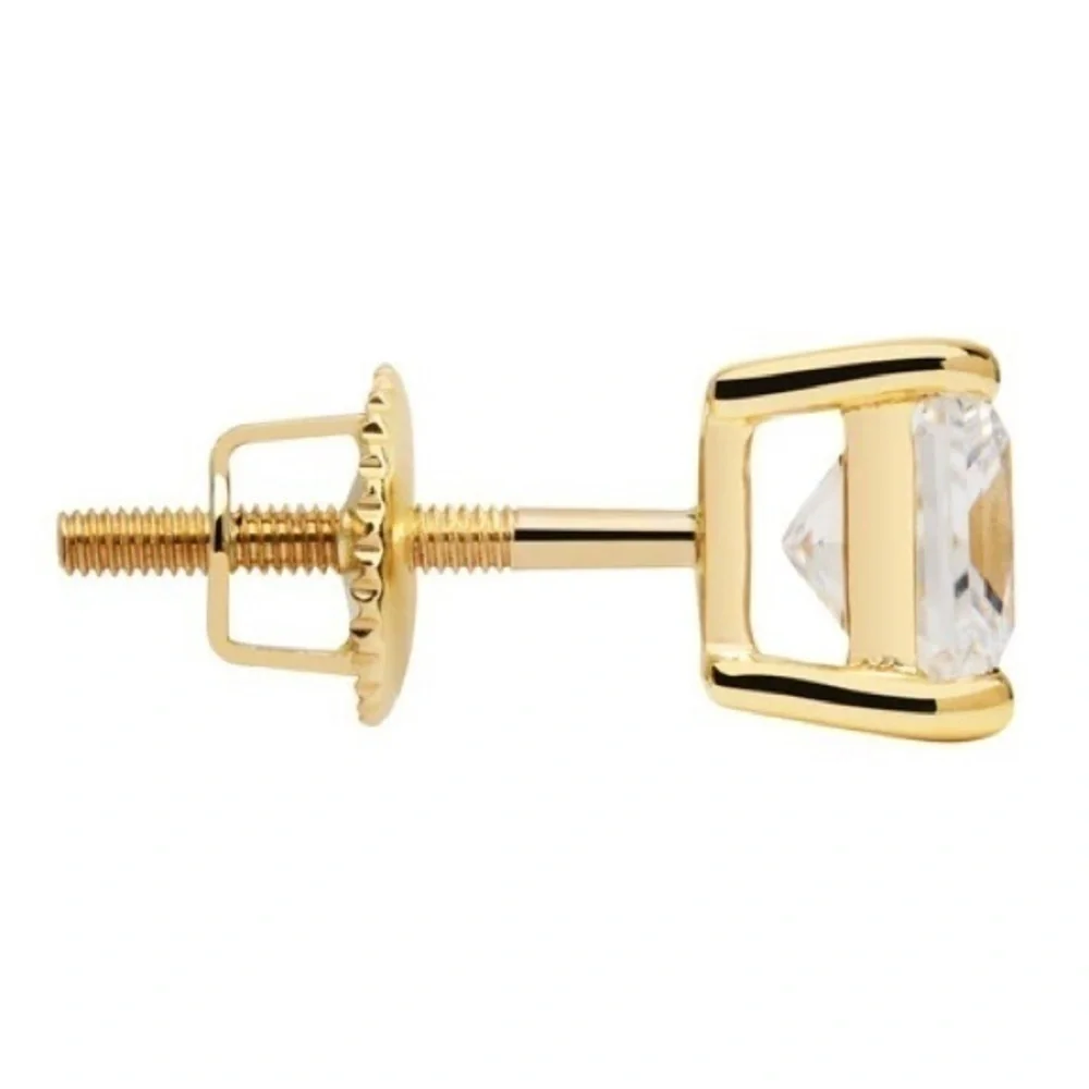 16k Yellow Gold Princess Cut CZ Earrings